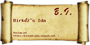 Birkás Ida névjegykártya